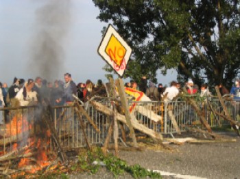 burning barricade...
