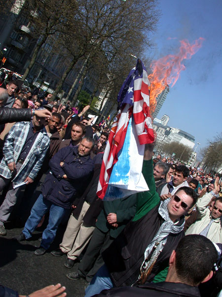Flag burning in Brus...